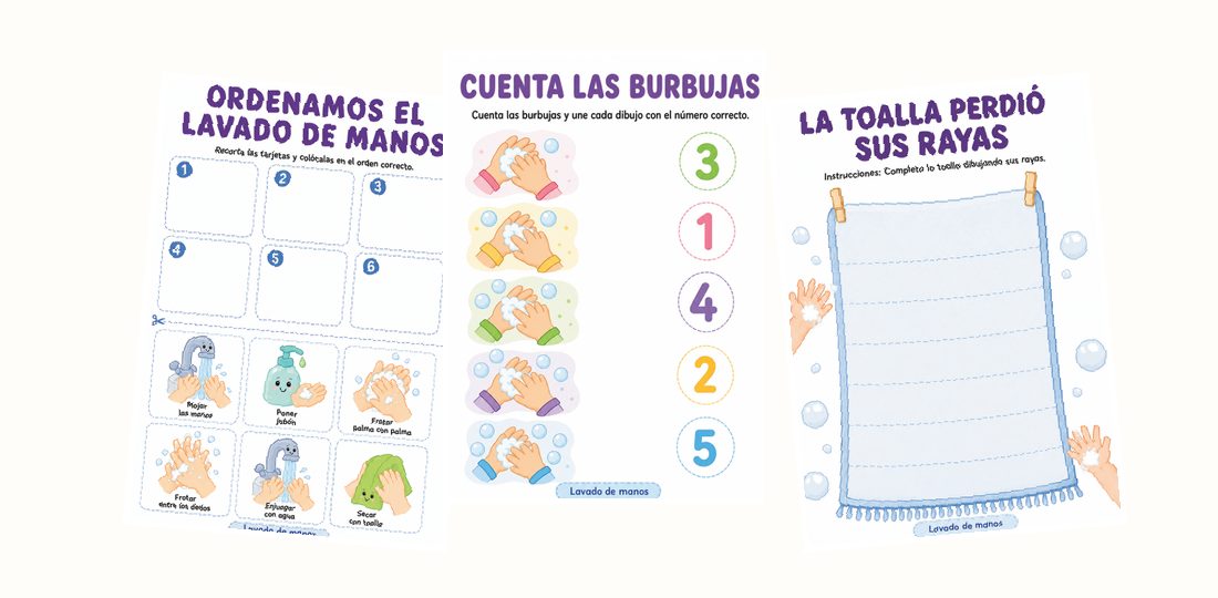 Muestra de actividades para lavarse las manos con Luna